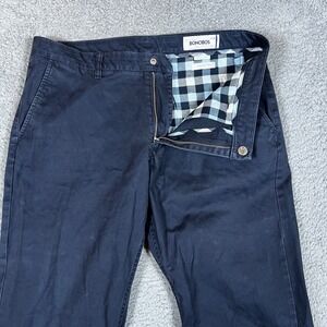 Bonobos Chino Pants Mens 34x30 Blue Navy Straight Fit Washed Casual Office